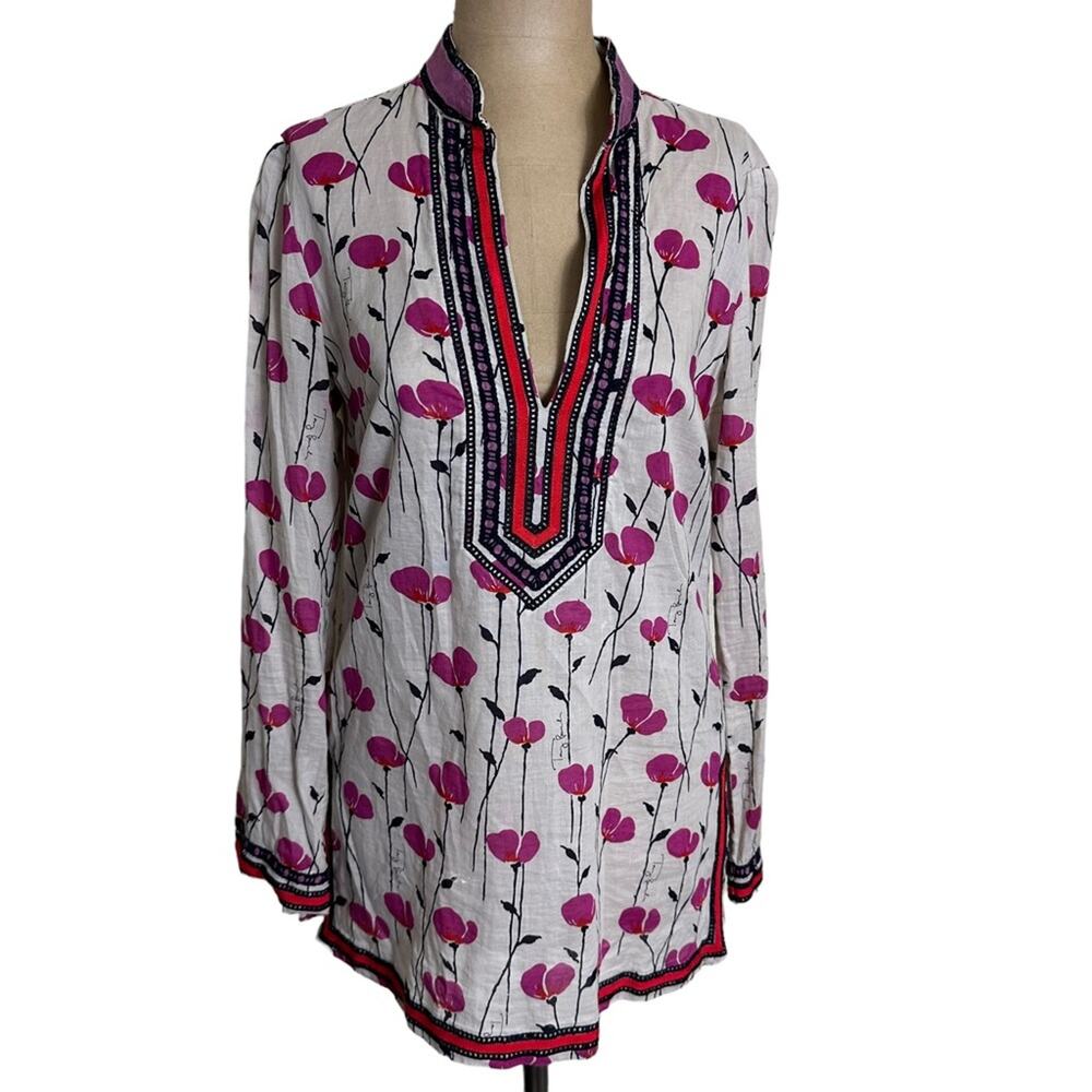 Tory Burch Red and White Floral Tunic - Picture 3 of 9